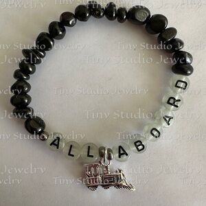 Ozzy Osbourne Crazy Train glow in the dark Beaded Bracelet with Train Charm